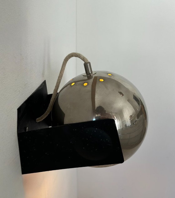 Image 1 of Coppia di applique regolabili, metallo cromato e nero opaco, Francia 1970