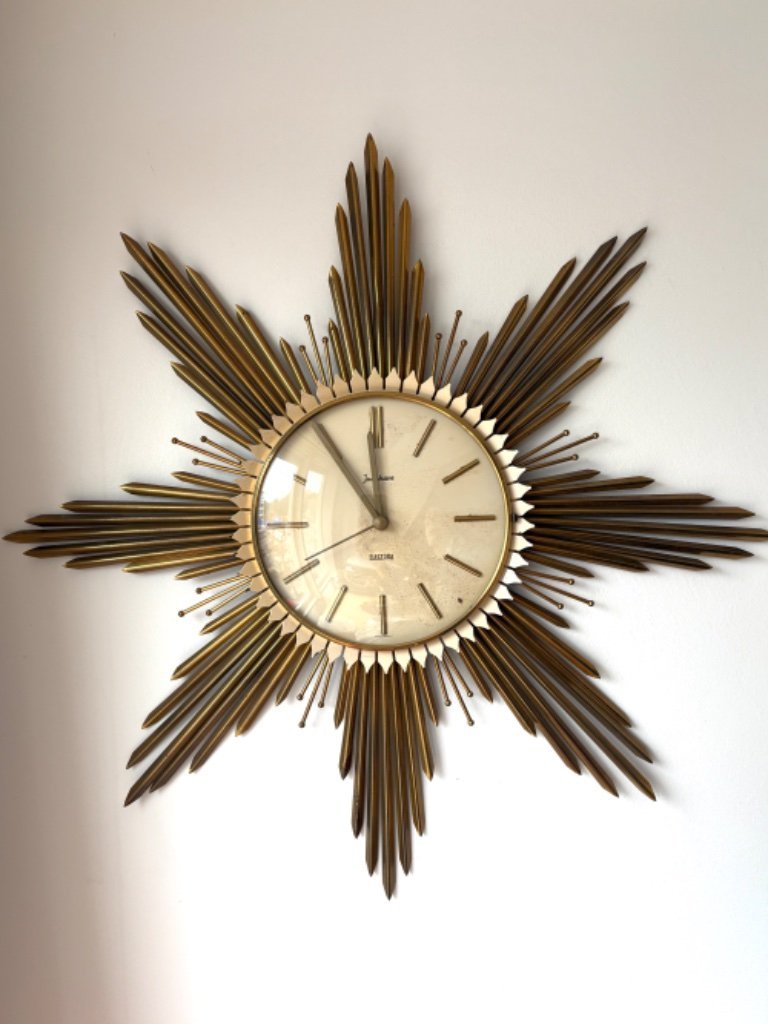 Beautiful Junghans starburst or sunburst vintage wall clock 50s