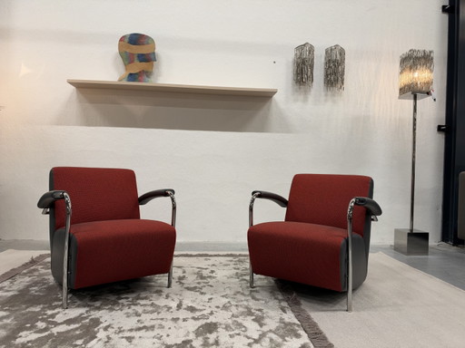 2 Leolux Scylla Sillones rojo gris