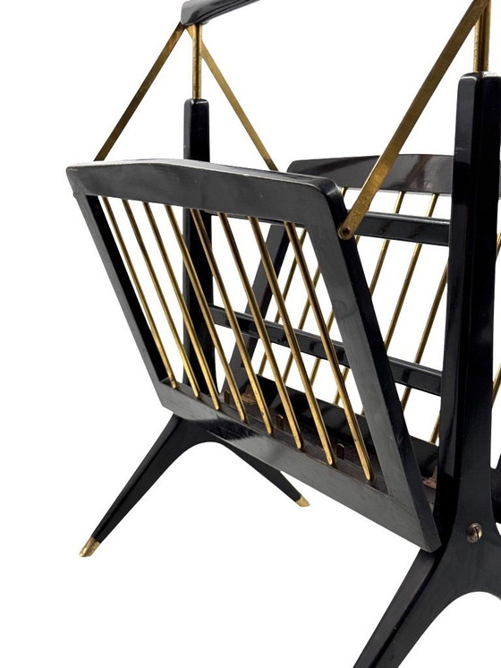 Image 1 of Zeitschriftenständer aus Messing im Mid-Century-Modern-Stil, Ico e Luisa Parisi, Italien, 1950