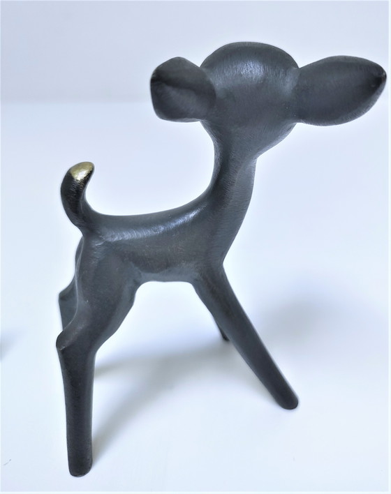 Image 1 of Biche Et Faon Walter Bosse Bronze années 60