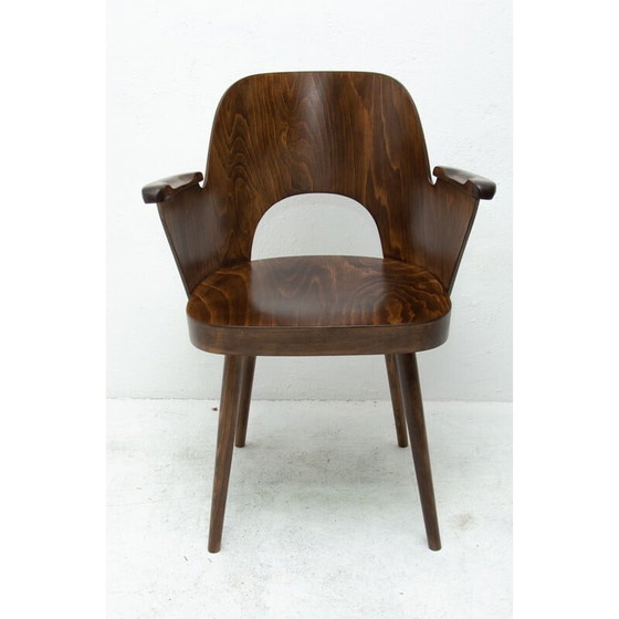 Image 1 of Vintage ebony desk chair by Radomír Hofman for Ton, Czechoslovakia 1960