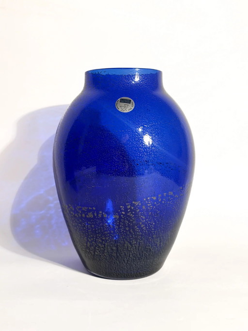 Blue Murano Glass Vase with Silver Inserts, The Glass of the Doges, 1980s – vazen