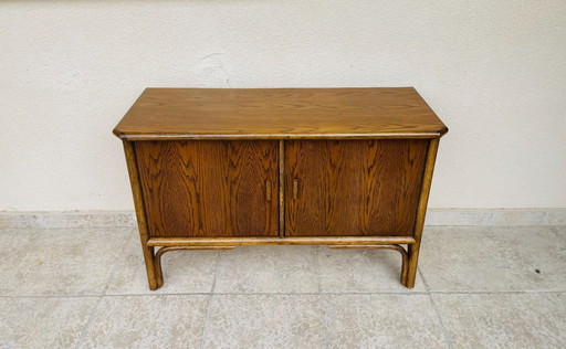 Credenza vintage in frassino e bambù, anni '60