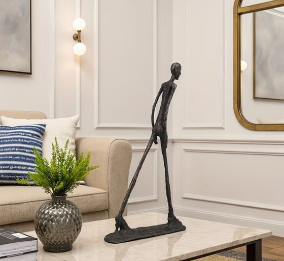Set of 2 Sculptures After Giacometti "Men Walking" 43cm Iron (photo 5 of 8)