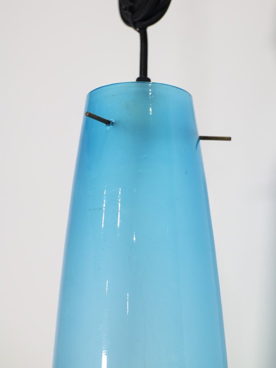 Image 1 of Murano glass pendant lamp blue Alessandro Pianon 1960s