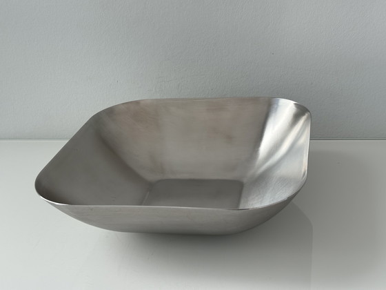 Image 1 of Serveerschaal van geborsteld RVS met afgeronde hoeken
