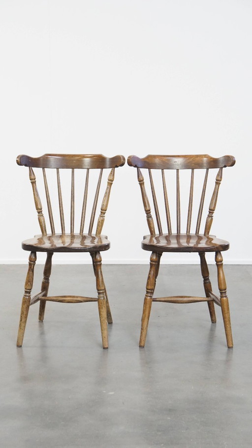 6 x Antiker holländischer Holzbarhocker