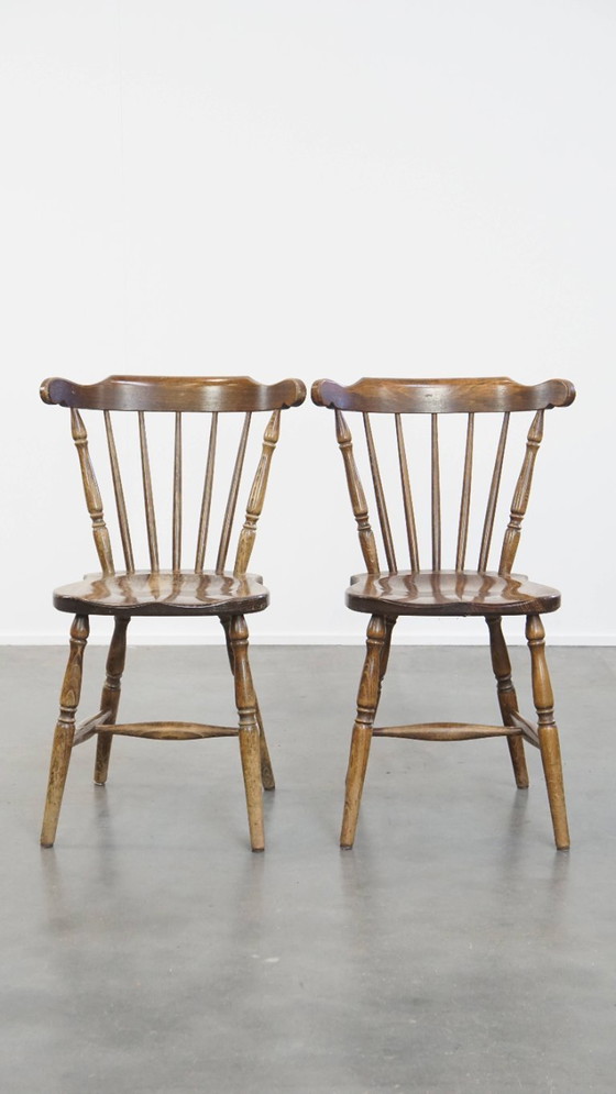 Image 1 of 6 x Antiker holländischer Holzbarhocker