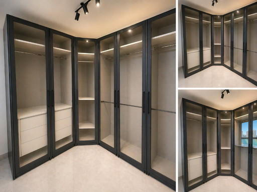 Armoire/meuble d'angle de luxe Jutzler à portes battantes fumées