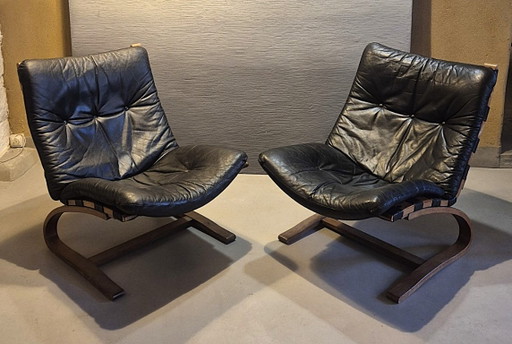 Fauteuils Kengu par E. & N. Solheim pour Rybo, Scandinavie, 1970s, Set de 2
