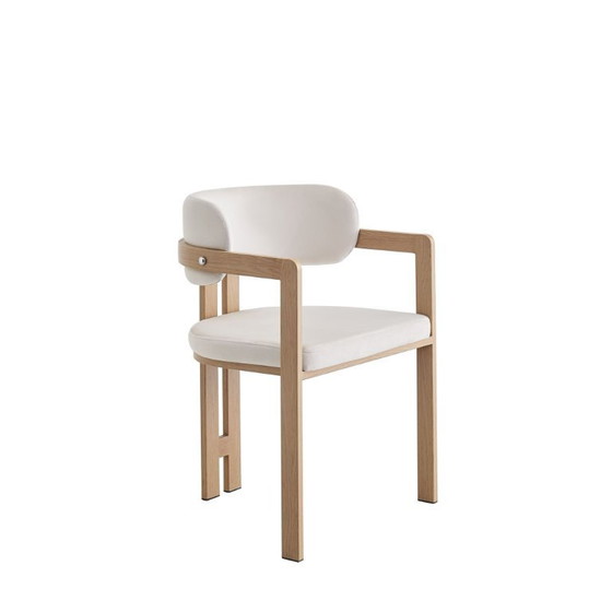 Image 1 of SEDIA MELLOW CON GAMBE EFFETTO LEGNO E SEDILE IN VELLUTO BEIGE