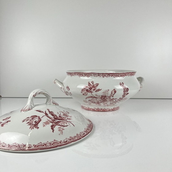 Sopera Sarreguemines, modelo "Fontange", roja, 1918-1950 – Loza, Ceramic, Vintage (photo 7 of 14)