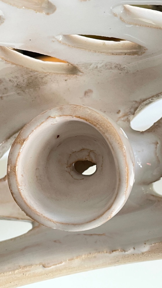 Image 1 of Kunsthandwerkliche Wandleuchte Terrakotta Zentrum Blau