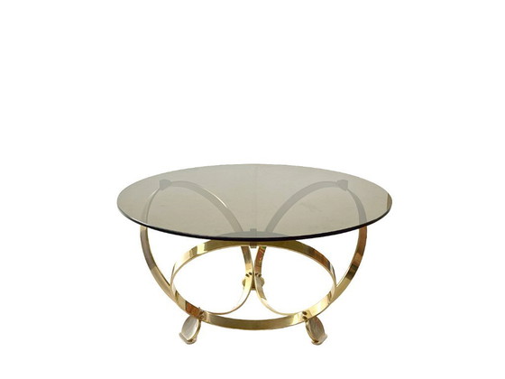 Image 1 of Knut Hesterberg Round Coffee Table in Brass with Smoked Glass