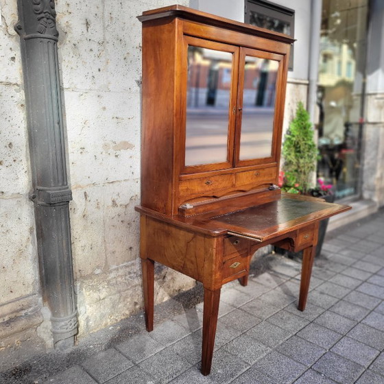 Image 1 of Bureau / Escritorio Bonheur du jour, caoba y cuero, Directorio, p. s. XIX - Francia