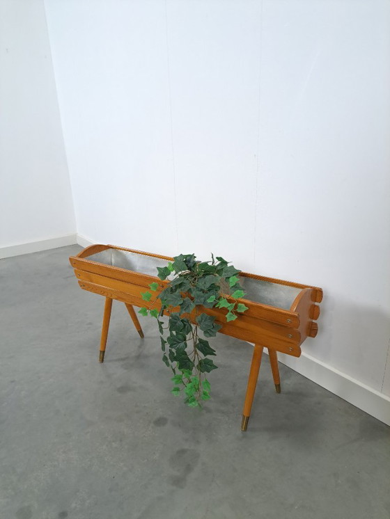 Image 1 of Plantentafel, bloempot uit Zweden met gouden pootjes