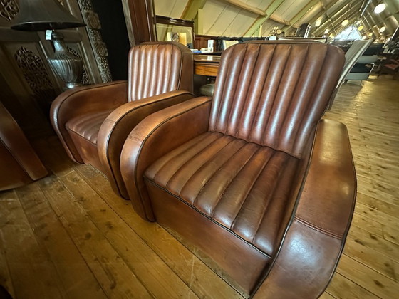 Image 1 of Art Deco sheepskin sofa. 3+1+1