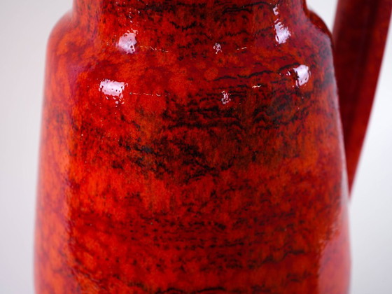 Image 1 of Red ceramic vase, German design, 1960s, made in West Germany
