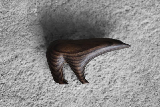 Image 1 of Vintage Mid-Century Danish Modern Dark Wood Sculpture Arctic Polar Bear Figurine, 1960s