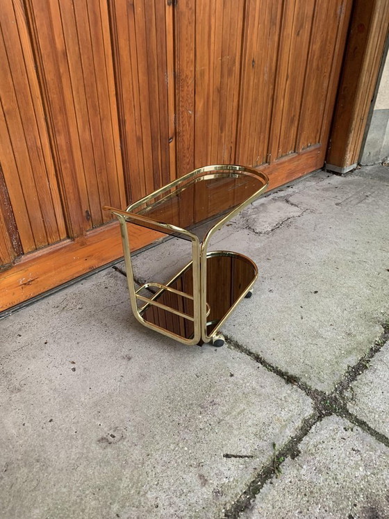Regency Brass 2-Tier Bar Cart, 1960s – Glass, Vintage (photo 6 of 8)