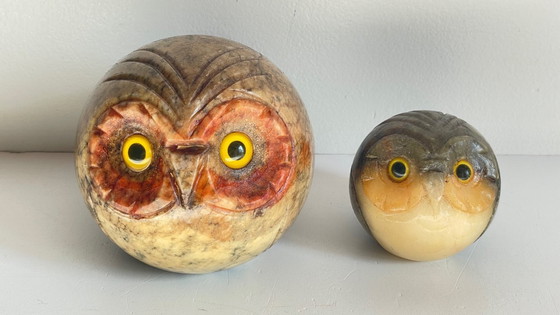 Image 1 of Fermalibri vintage a forma di gufo in marmo