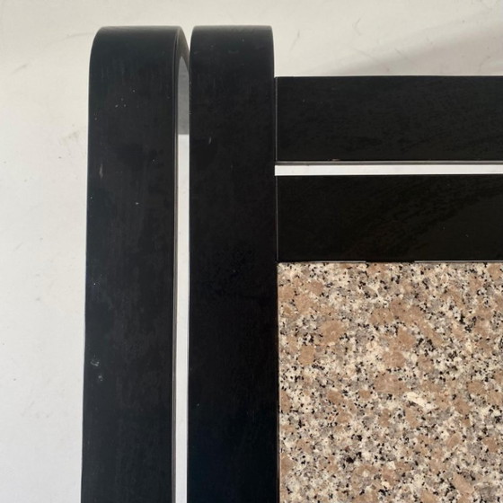 1x Italian Modern Sculptural Coffee Table with Granite Top & Bentwood Frame, 1980, Side tables, Marble, Grey (photo 9 of 11)