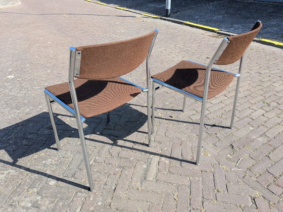 Image 1 of Set van 2 Vintage Gijs van der Sluis Eetkamerstoelen – Jaren 70 Dutch Design