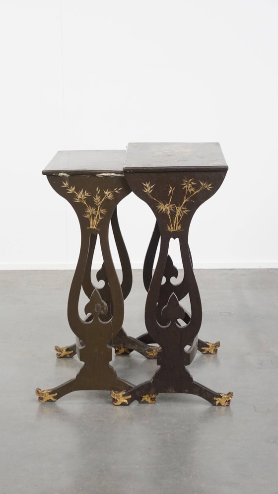 Image 1 of 2 x Vintage Japanese lacquerware side tables