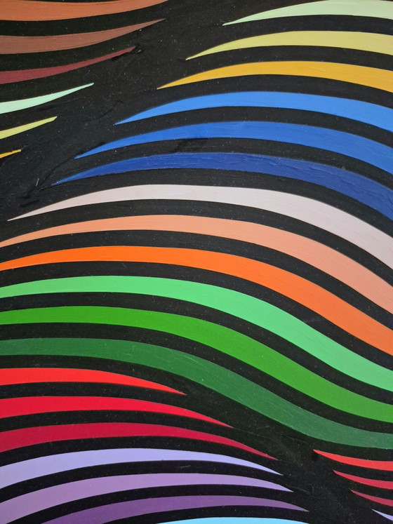 Waves – Dipinto Astratto Colorato 94 x 94 cm – Dipinti e disegni, Mdf (photo 3 of 6)