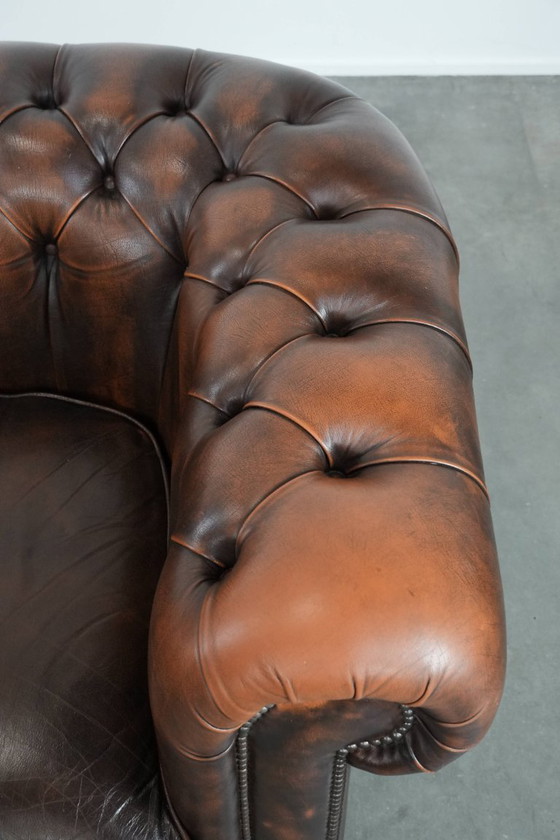 Image 1 of Brauner Chesterfield-Sessel aus Rindsleder im englischen Stil