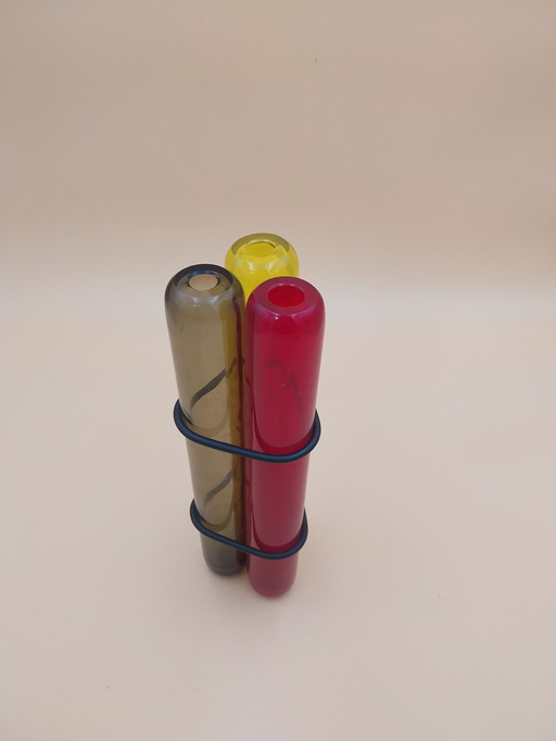 1 x Pierre Charpin 2003 Triplo Vase. Für Venini Memphis Stil