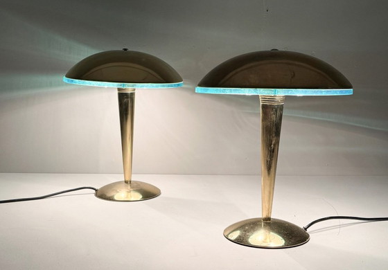 Image 1 of Set di 2 lampade da tavolo/lampade a cuscino in stile Art Déco, Germania, anni '80