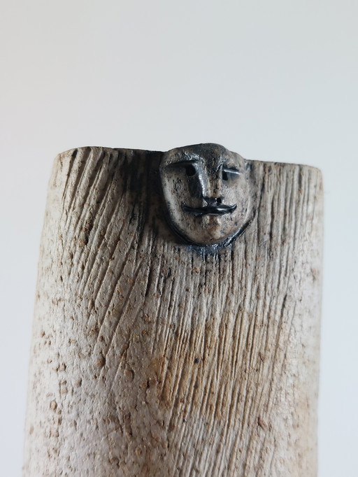 Vintage Mid Century Sgraffito Decor Artist Ceramic Vase