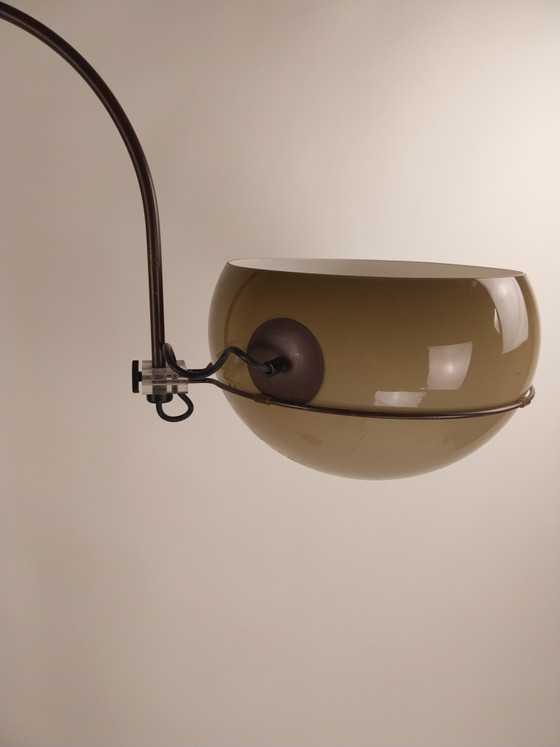 Image 1 of 1 x Gepo arc floor lamp in brown and beige 1970s height adjustable