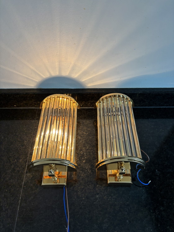 Vintage Set Hollywood Regency Wall lights Brass & Glass – Honsel Leuchten (photo 2 of 13)