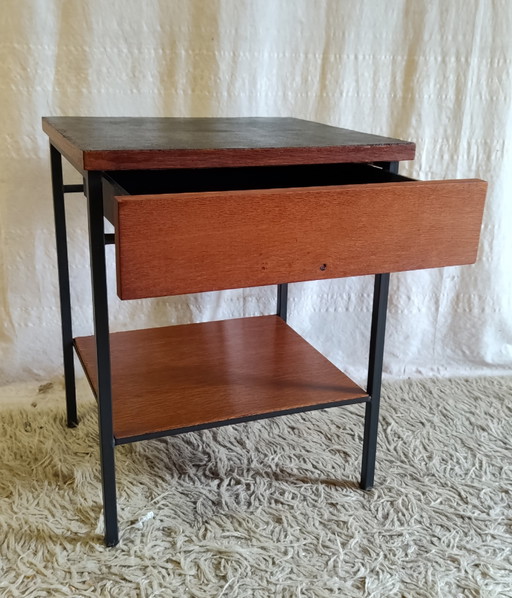 Modernist bedside table in wood and metal - 50s/60s – bijzettafels (photo 2 of 10)