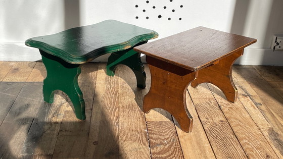 Image 1 of 2 mini Vintage WOODEN TABOURETS