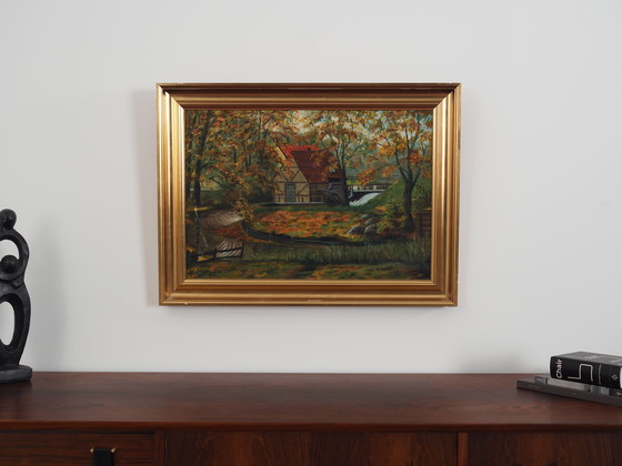 Image 1 of Peinture "The Forest Mill", design scandinave, années 1970, par C. May