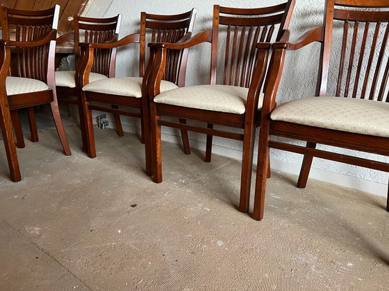 5 Bannink jugendstil eetkamer stoelen kersenhout – Eetkamerstoelen, Textiel (photo 4 of 5)