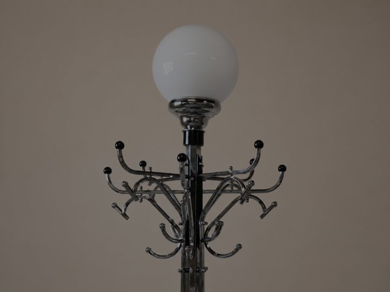 Grande appendiabiti/lampada da terra Art Déco – Lampade da terra, Brass, Chrome, Vintage (photo 8 of 15)