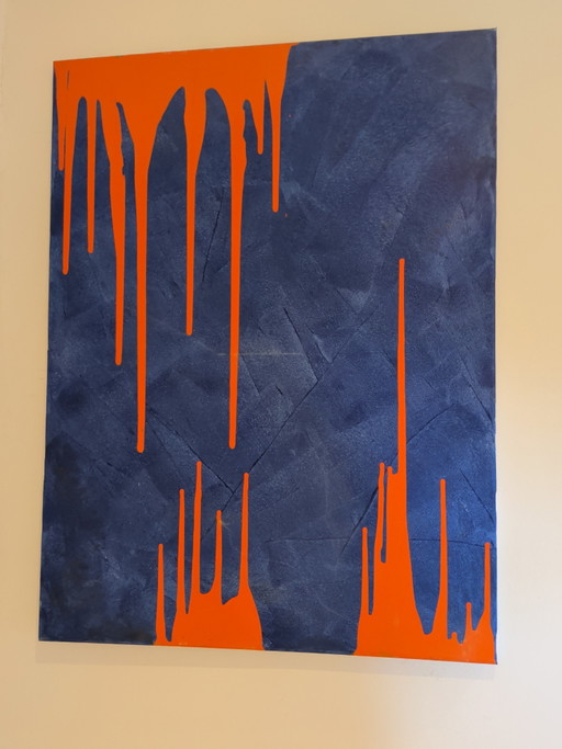 Blue and orange abstract painting