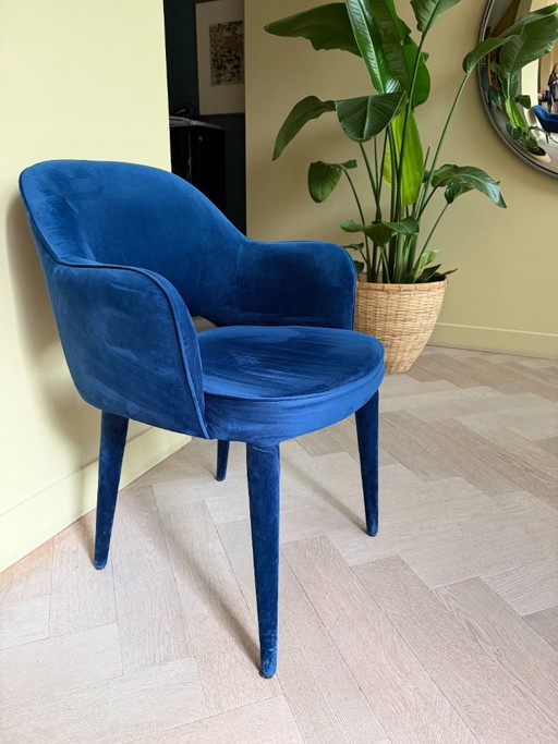 3 Pols Potten Blauwe Velour Stoelen – eetkamerstoelen, Velvet (photo 2 of 5)