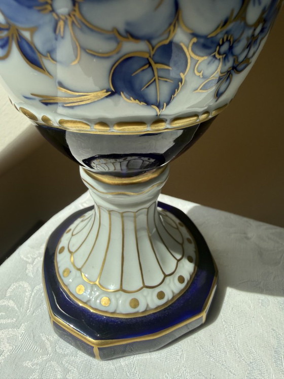 Royal Dux Porcelain Vase Cobalt Blue Gold - Czechoslovakia (photo 8 of 9)