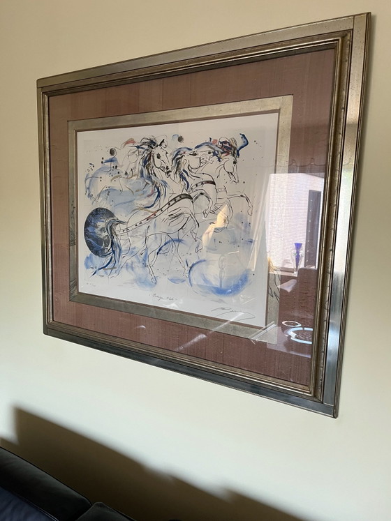 Originele kleurenets „Quadrige Céleste“ (E.A.), Jean-Marie Guiny, Schilderijen & Tekeningen, Papier, Hout (foto 6 van 8)