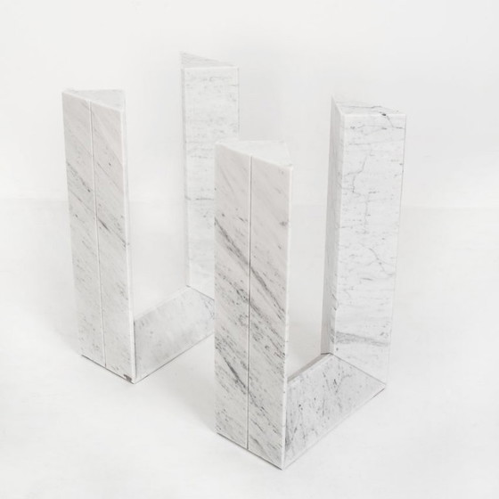 Tisch aus Carrara-Marmor und Glas. Modell „Diapason“ von Cattelan Italia. 90er Jahre. – Esstische, Marble (photo 7 of 15)
