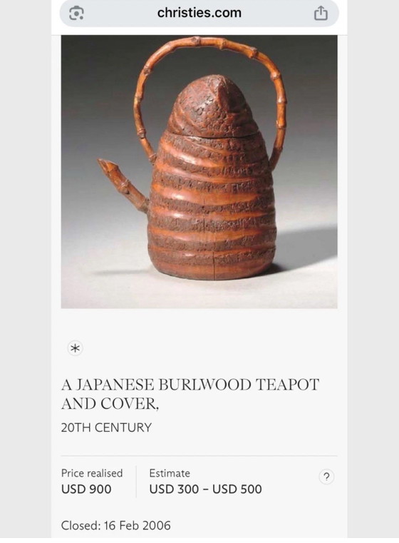 Zeldzame theepot van gesneden bamboewortel - Meiji-periode - eind 19e/begin 20e eeuw – Beeldhouwkunst (photo 13 of 13)