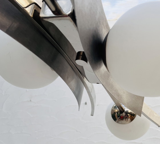 Image 1 of Lámpara de araña con 4 opalinas de la era espacial