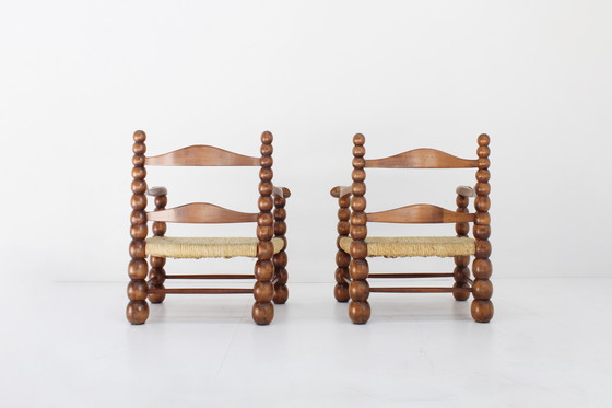 Image 1 of Fauteuils vintage en fuseau Charles Dudouyt 1940s