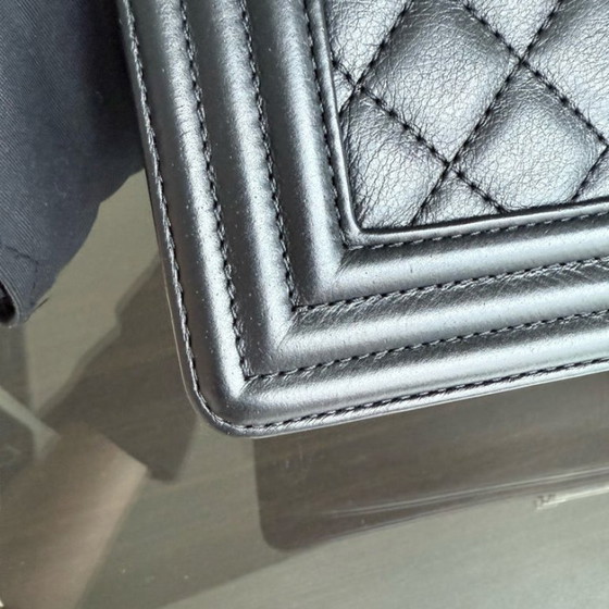 Image 1 of Chanel Boy Medium - 25CM Quilted Calfskin Black Ruthenium Silver Hardware